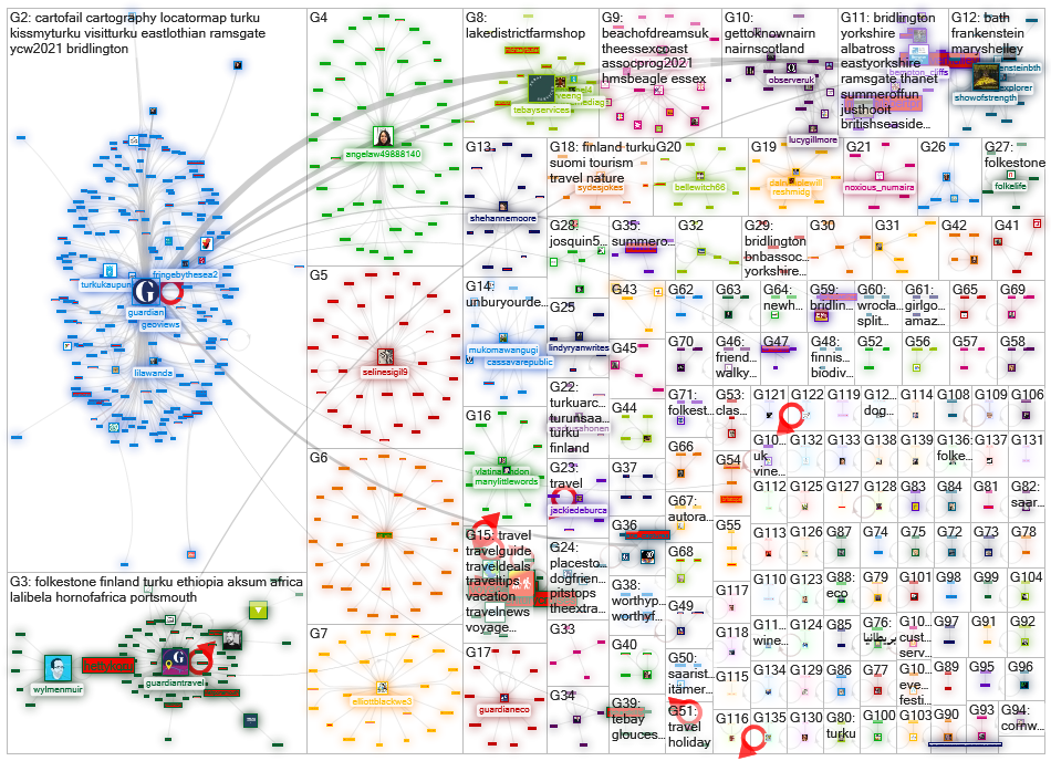 theguardian.com/travel Twitter NodeXL SNA Map and Report for perjantai, 30 heinäkuuta 2021 at 13.37 